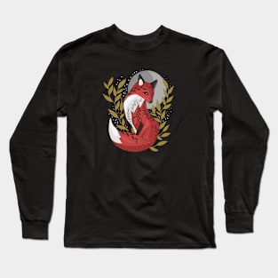 Red Fox Under Moonlight Long Sleeve T-Shirt